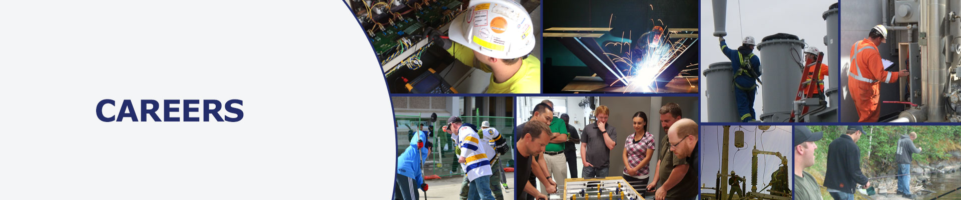 Careers Header with different tasks and fun events