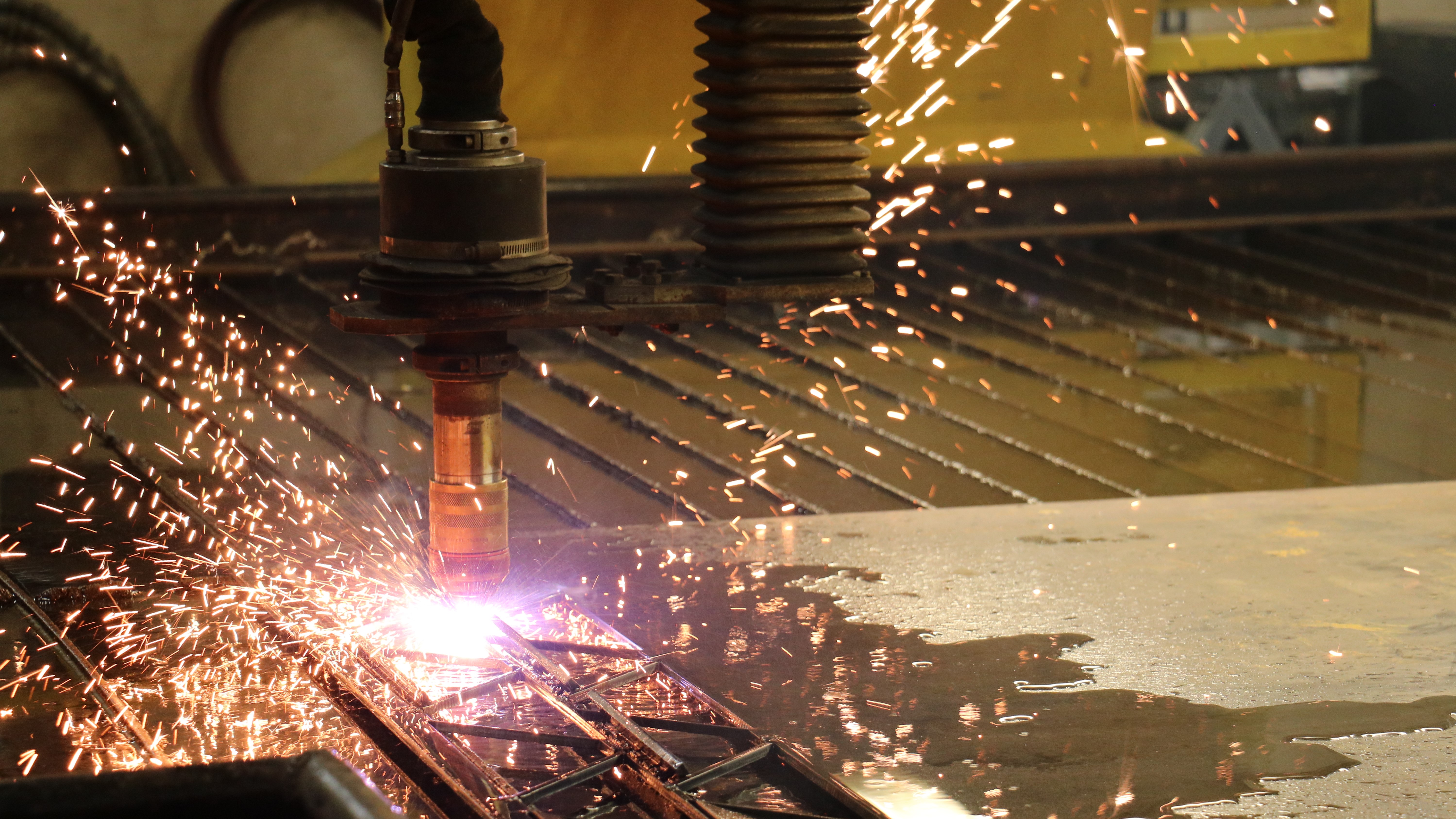  ESAB Avenger X  CNC Plasma table cutting steel at the Dynamo Wearhouse in Regina Saskatchewan. 