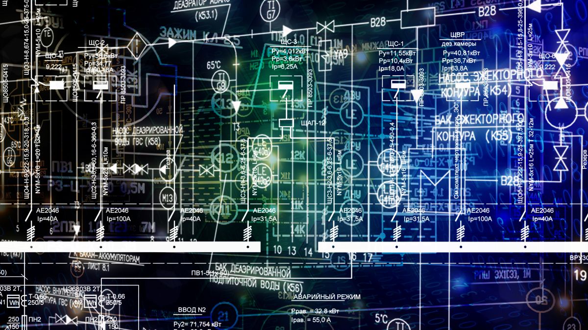 Computer screen with electrical prints for a feasibility analysis